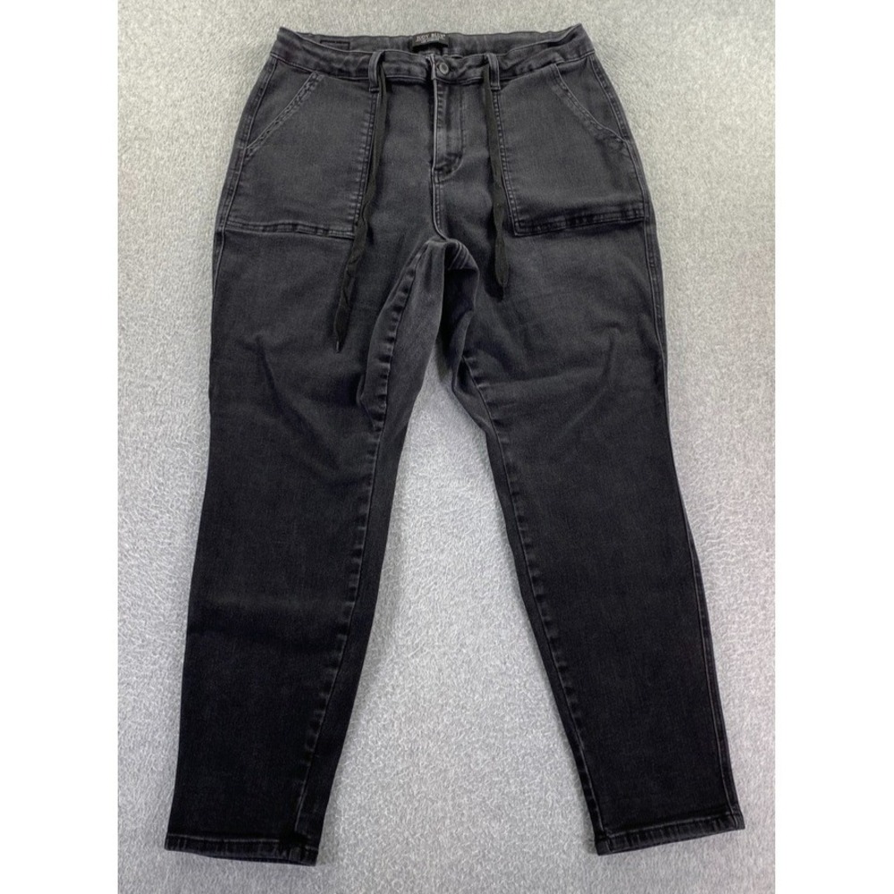Judy Blue High Waist Jogger Jeans Size 16 W Tapered Leg Patch Pockets Dark‎ Wash